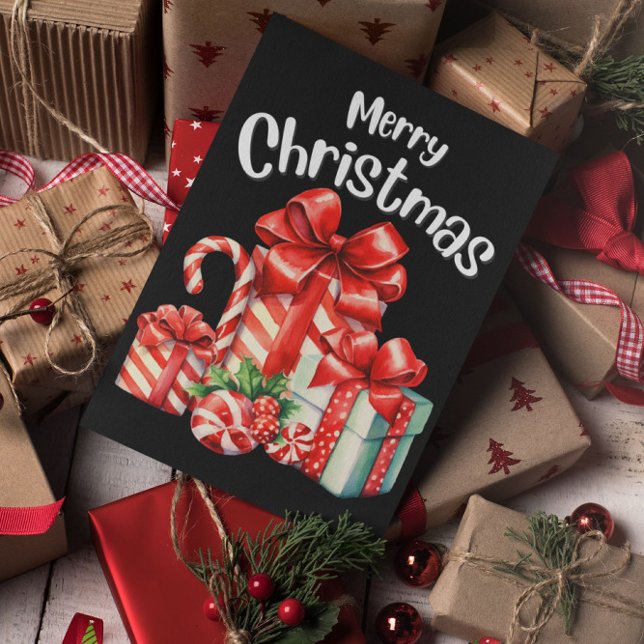 Minimal Modern Merry Christmas Postcard (Creator Uploaded)