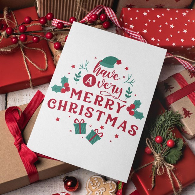 Minimal Modern Merry Christmas Postcard (Creator Uploaded)