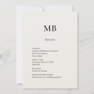 Minimal Modern Micro Wedding Details Card