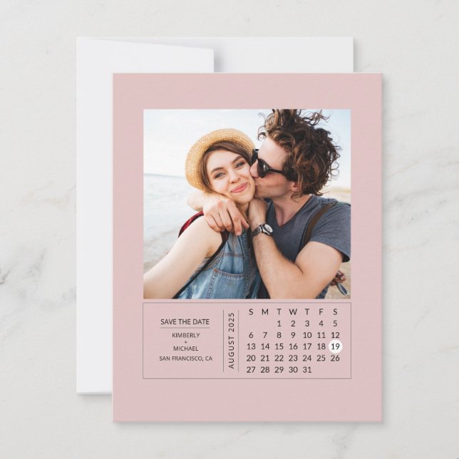 Minimal Modern Mini Calendar Save the Date Photo (Front)