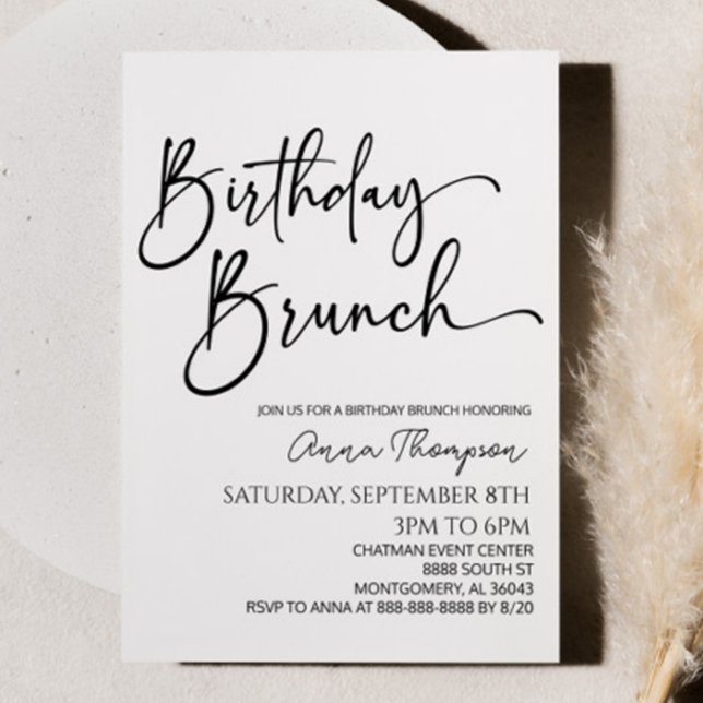 Minimal Modern Minimalist Birthday Brunch Party Invitation (Creator Uploaded)