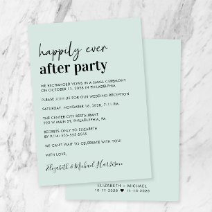 Minimal Modern Mint Wedding Reception Invitation