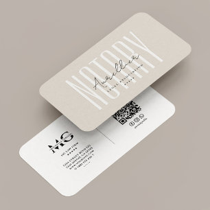 Minimal Modern Mobile Notary Public Elegant Sand Business Card