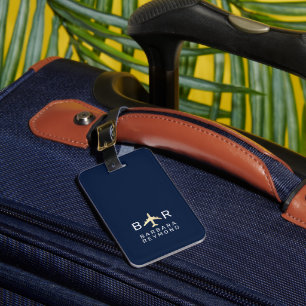 Minimal Modern Monogram Aeroplane Travel Luggage Tag