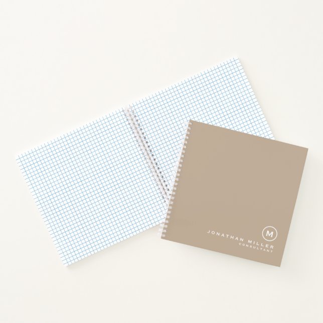 Minimal Modern Monogram Beige Graph Notebook (Inside)