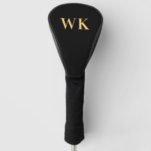 Minimal Modern Monogram Black Gold Golf Head Cover