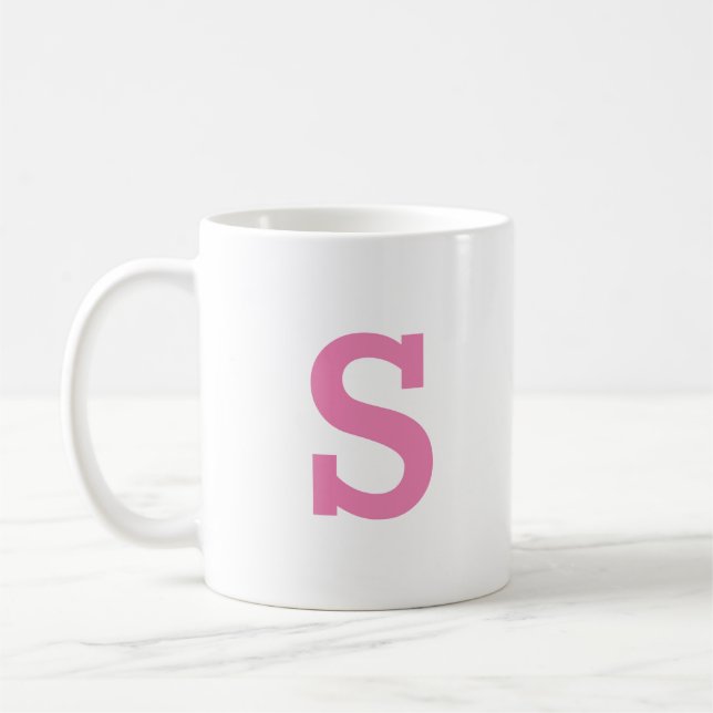 Minimal Modern Monogram Cute Pink Initial Letter   Coffee Mug (Left)