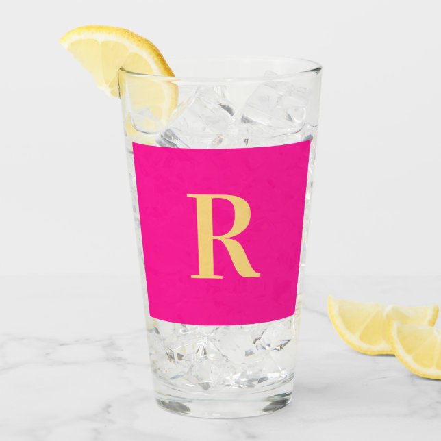 Minimal Modern Monogram Hot Pink  Glass (Front Ice)