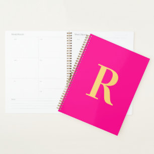 Minimal Modern Monogram Hot Pink Planner