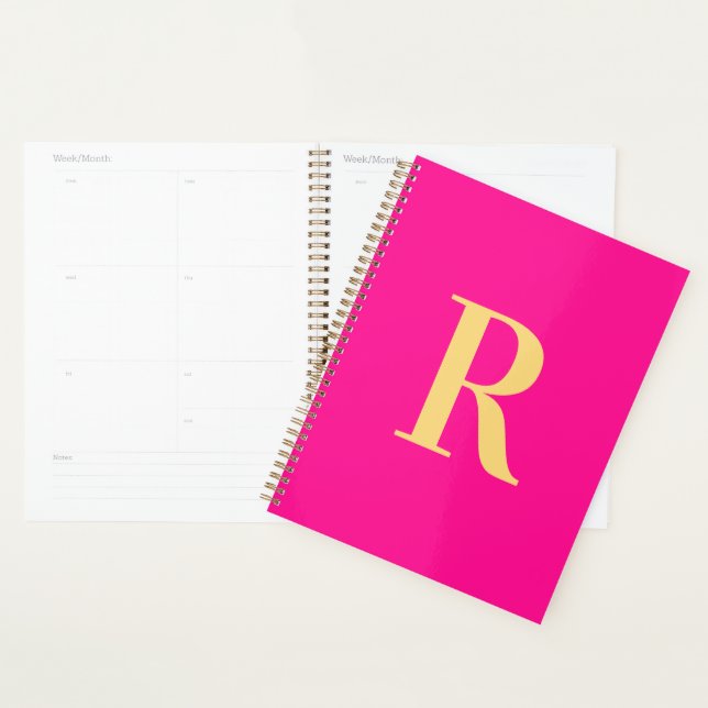 Minimal Modern Monogram Hot Pink Planner (Display)