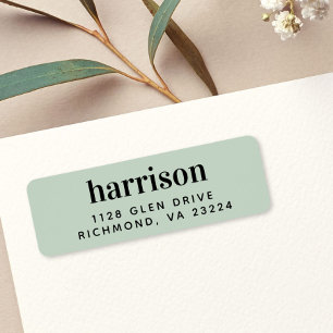 Minimal Modern Monogram Sage Green Return Address
