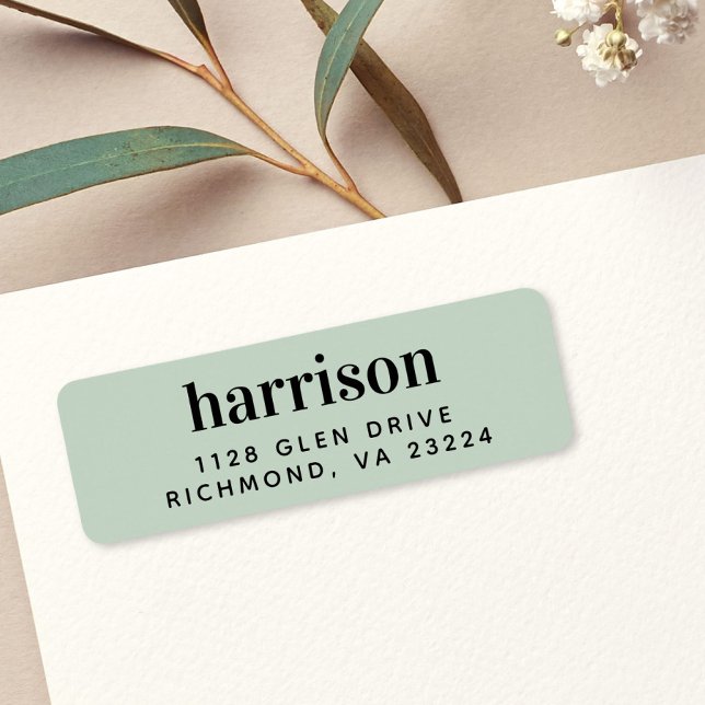 Minimal Modern Monogram Sage Green Return Address (Creator Uploaded)