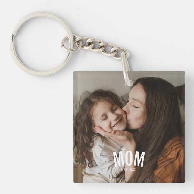 Minimal Modern Mum Established Photo  Key Ring (Front)