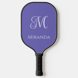 Minimal Modern Name & Monogram in Purple Lavender Pickleball Paddle