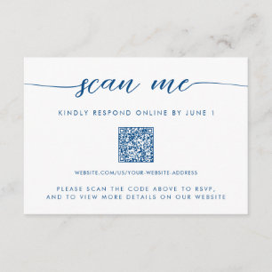 Minimal Modern Navy Blue Scan Me QR RSVP Enclosure Card