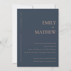 MINIMAL MODERN NAVY RUST TYPOGRAPHY ENGAGEMENT INVITATION