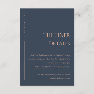 Minimal Modern Navy Rust Typography Wedding Detail Enclosure Card