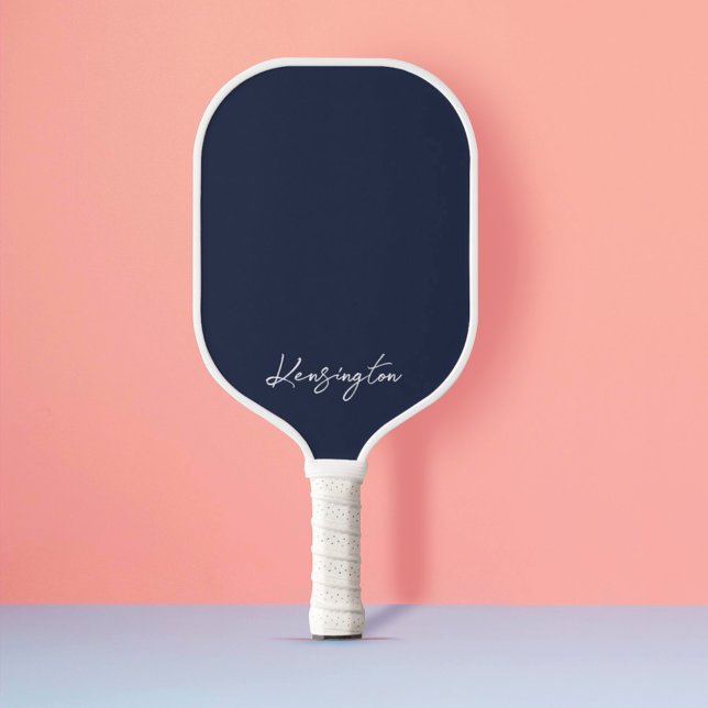 Minimal Modern Navy Stylish Script Custom Name Pickleball Paddle (Creator Uploaded)
