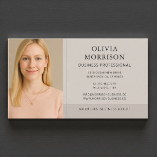 Minimal Modern Neutral Taupe Photo Business Card