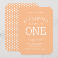 Minimal Modern Orange Polka Dot First Birthday