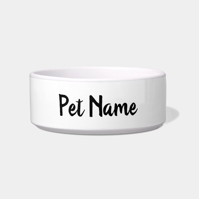 Minimal Modern Personalised Pet Name Script Font Bowl (Front)