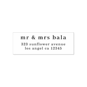 Minimal Modern Personalized Couple Return Self-inking Stamp