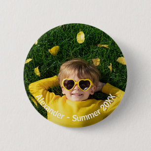 Minimal Modern Personalized Photo with Custom Text 6 Cm Round Badge