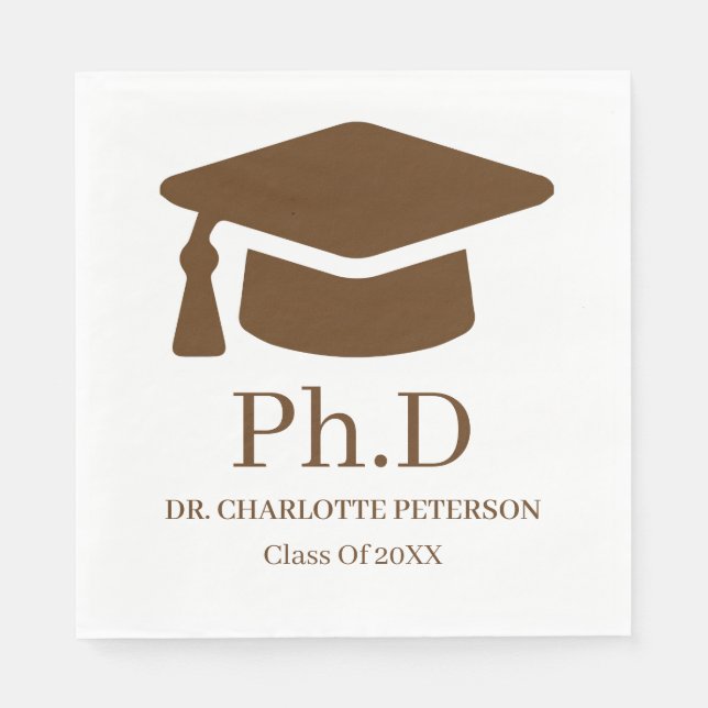 Minimal Modern PhD Graduation Napkins (Front)