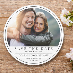 Minimal Modern Photo Black White Save The Date
