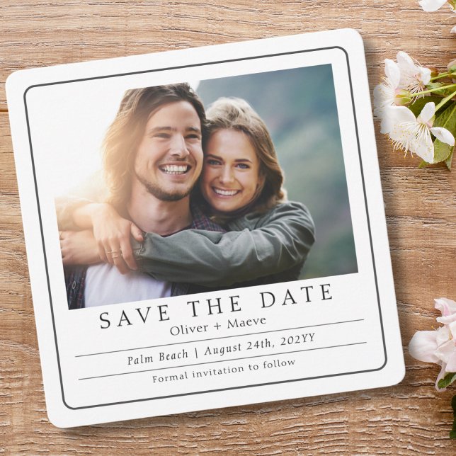 Minimal Modern Photo Black White Save The Date (Creator Uploaded)