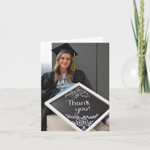 Minimal Modern Photo Blank Budget Graduation Thank You Card