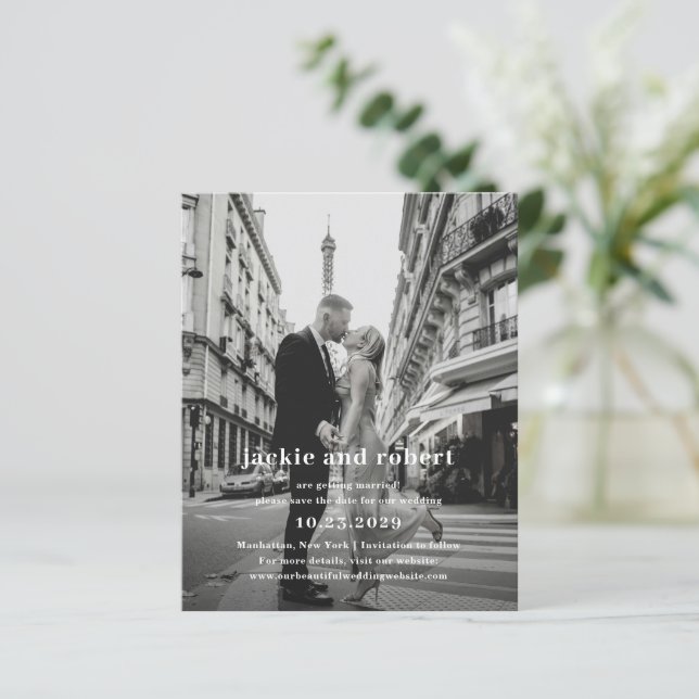 Minimal Modern Photo Budget Wedding Save the Date (Standing Front)