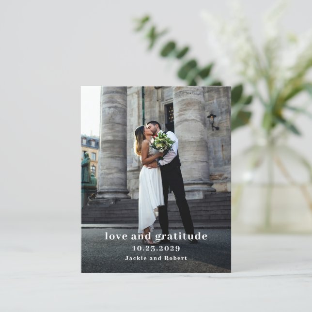 Minimal Modern Photo Budget Wedding Thank You Card (Standing Front)