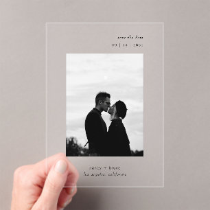 Minimal Modern Photo Clear Wedding Save the Date Acrylic Invitations