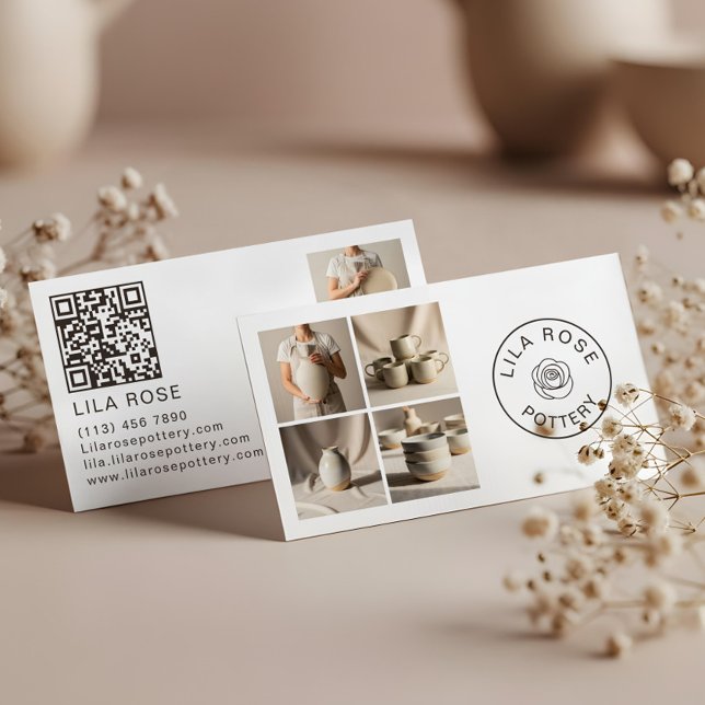 Minimal Modern Photo Collage Pottery Professional Business Card (Minimal Modern Photo Collage Pottery Professtional Business Card)