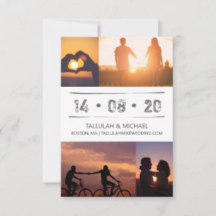Minimal Modern Photo Collage Typography  Wedding Save The Date