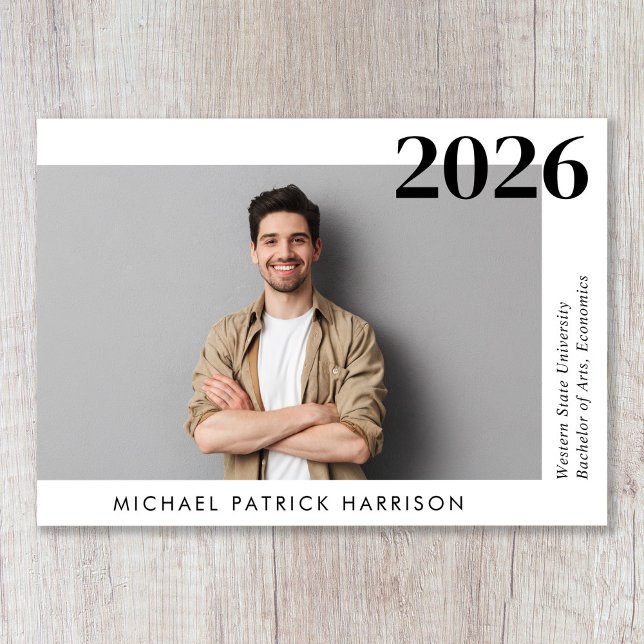 Minimal Modern Photo Graduation Announcement (Share the pride and excitement of your grad's achievement with friends and family near and far)
