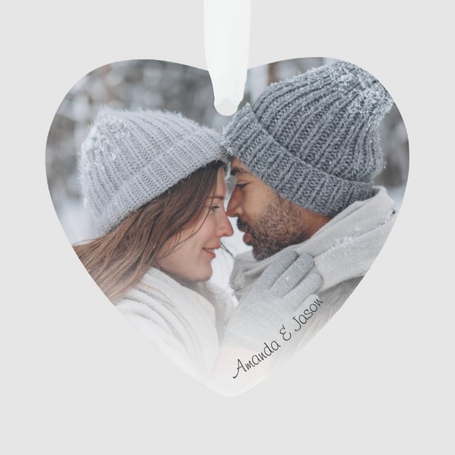 Minimal Modern Photo Heart Ornament (Front)