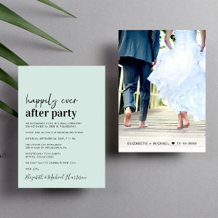Minimal Modern Photo Mint Wedding Reception Invitation
