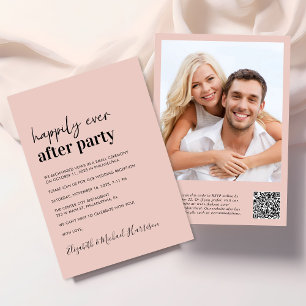 Minimal Modern Photo QR Code Wedding Reception Invitation