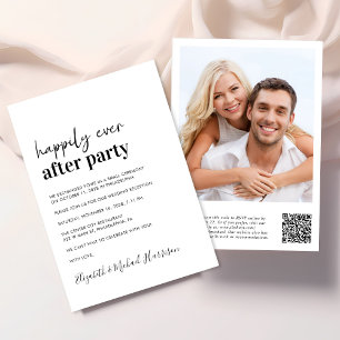 Minimal Modern Photo QR Code Wedding Reception Invitation