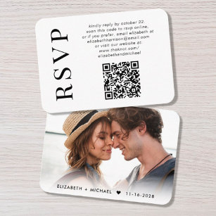 Minimal Modern Photo QR Code Wedding RSVP Enclosure Card