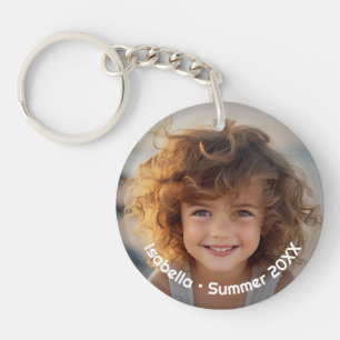 Minimal Modern Photo - Retro Text - Personal Key Ring