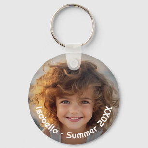 Minimal Modern Photo - Retro Text - Personal Key Ring