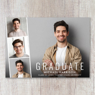 Minimal Modern Photo Strip Graduation Announcement