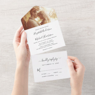 Minimal Modern Photo Wedding All In One Invitation