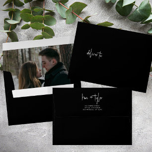 Minimal modern photo wedding black envelope