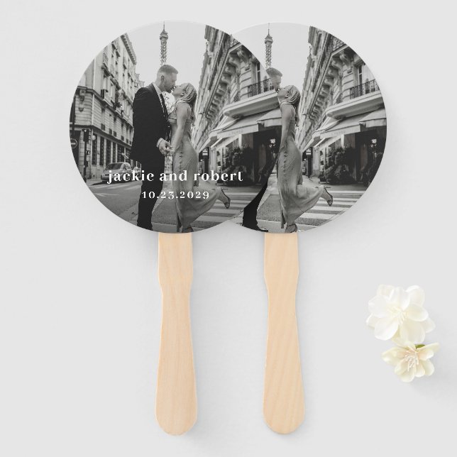 Minimal Modern Photo Wedding Hand Fan (Front and Back)