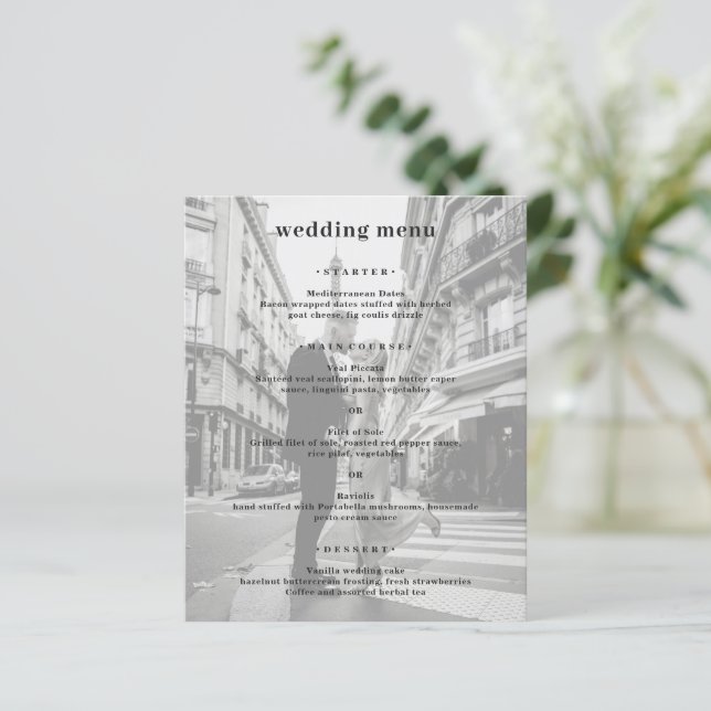Minimal Modern Photo Wedding Menu (Standing Front)