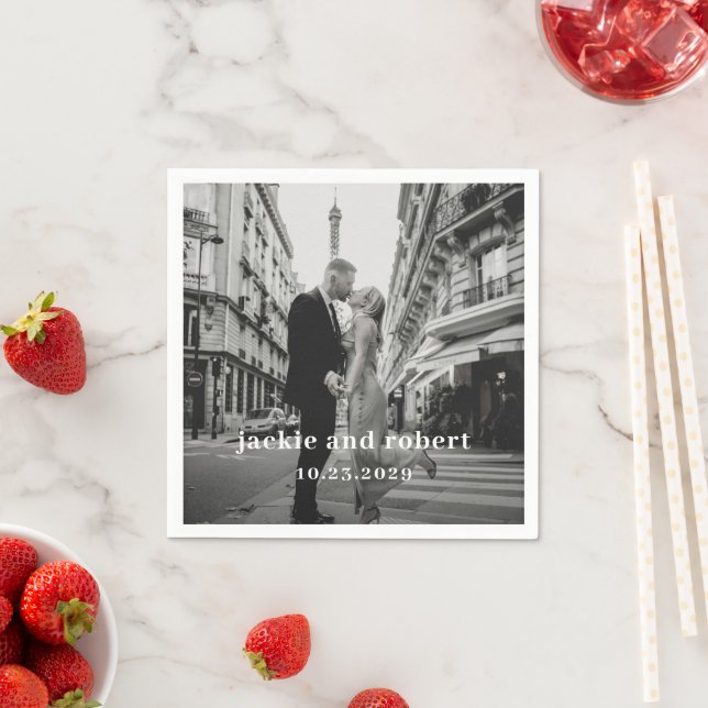 Minimal Modern Photo Wedding Napkin (Insitu)